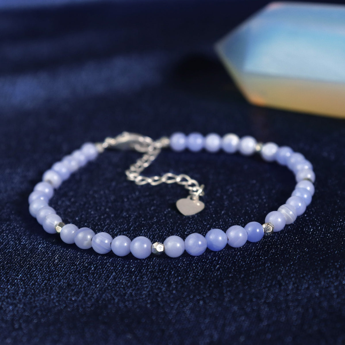 Natural Crystal Blue Lace Agate Delicate Beads Healing Bracelet Gift for Women
