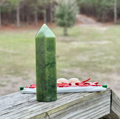 Nephrite Jade Healing Crystal Point Wands Obelisk Chakra Tower Collection 1pc