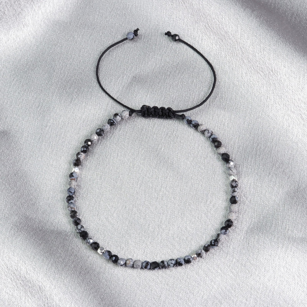 Snowflake Obsidian Beads Healing Crystal Strength Bracelet for Women Men Gifts