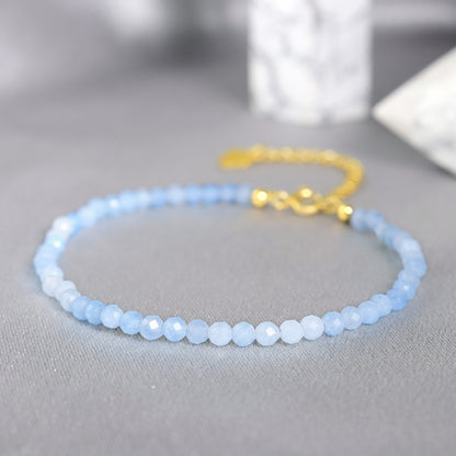 Aquamarine Beads Healing Women Dainty Minimalist Bracelet March Birthstone Gifts