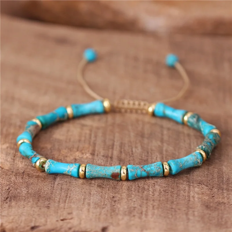 Handmade 4mm Turquoise Beads Tibetan Healing Reiki Dainty Women Girls Bracelet