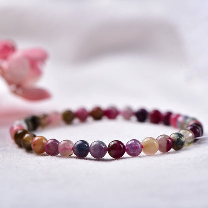 6mm Rainbow Tourmaline Gemstone Beads Balance Healing Reiki Meditation Bracelet