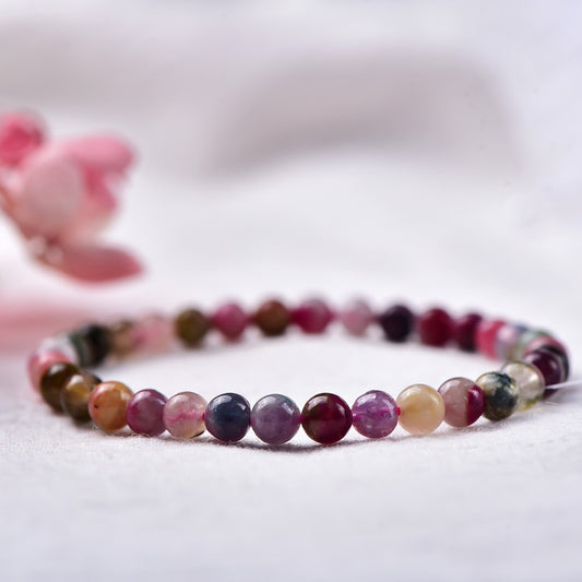 6mm Rainbow Tourmaline Gemstone Beads Balance Healing Reiki Meditation Bracelet