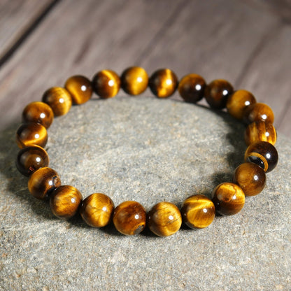 2Pcs Tiger Eye 8mm Beaded Crystal Gemstone Healing Stretch Women Men Bracelet