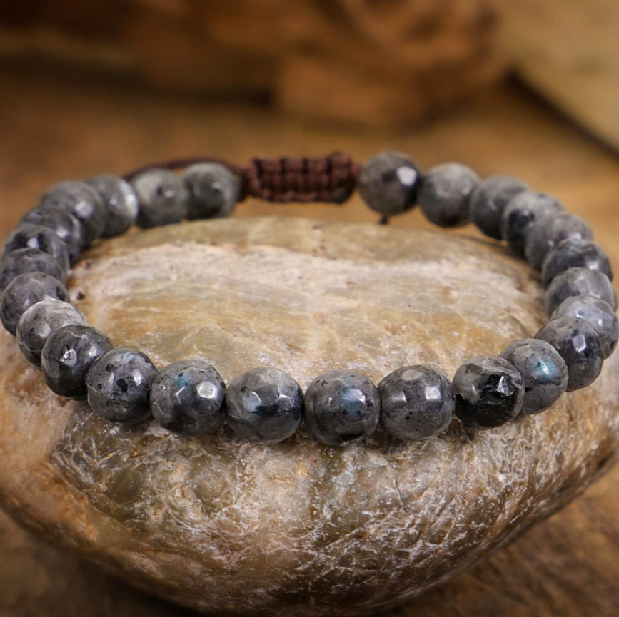 Labradorite Handmade Faceted Bead Healing Empath Protection Chakra Bracelet Gift
