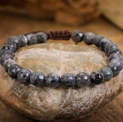 Labradorite Handmade Faceted Bead Healing Empath Protection Chakra Bracelet Gift
