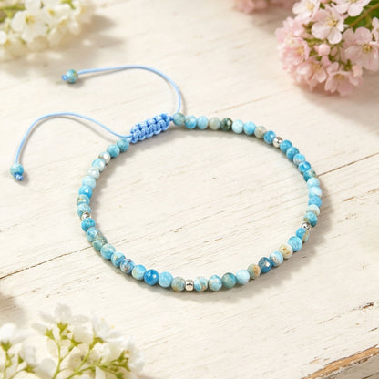 High Quality Larimar 3MM Beaded Handmade Dolphin Stone Healing Women Bracelet