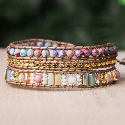 Sea Sediment Jasper Women Healing Meditation Chakra Yoga Handmade Bracelet Gifts