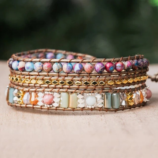 Sea Sediment Jasper Women Healing Meditation Chakra Yoga Handmade Bracelet Gifts