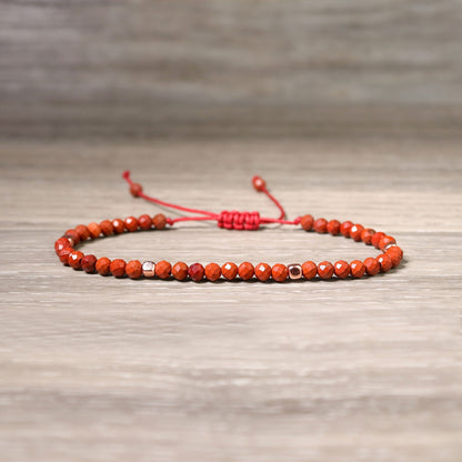 Red Jasper Beaded Healing Meditation Anxiety Relief Dainty Women Bracelet Gifts