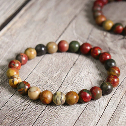 Natural Crystal Gemstone Beads Picasso Jasper 8mm Beads Healing Calming Bracelet