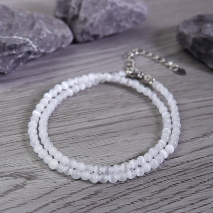 Natural Selenite 4mm Beaded Handmade Beaded Choker Healing Women Necklace Gifts