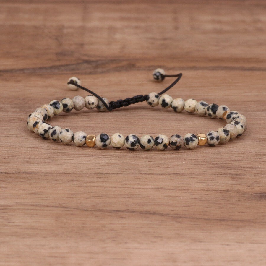 Natural Gemstone 4 mm Beads Tibetan Healing Reiki Dainty Women Girls Bracelet