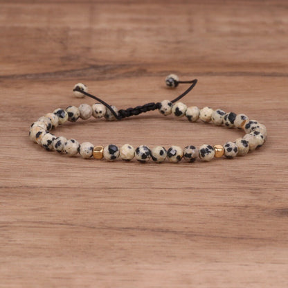Natural Gemstone 4 mm Beads Tibetan Healing Reiki Dainty Women Girls Bracelet