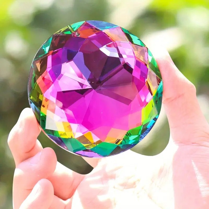3D Suncatcher Round Pendant Crystal Shine Maker Window Hanging Prism Decor Gifts