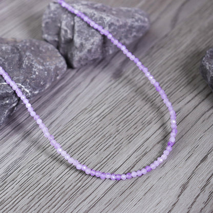 Kunzite Stone Beaded Choker Healing Women Purple Dainty Necklace for Divine Love