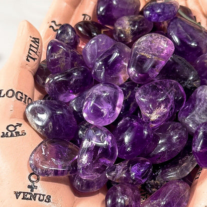 3 Pieces Amethyst Tumbled Pocket Stones Polished Palm Stones Crystal Collection