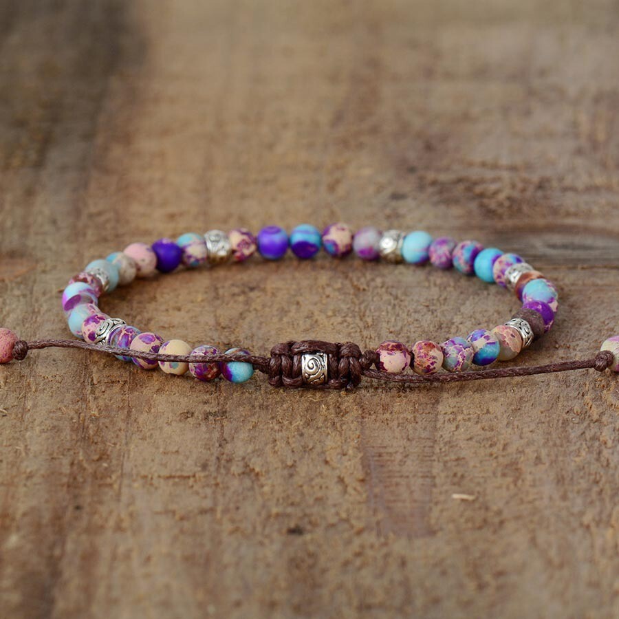 Sea Sediment Natural Stone Handmade Healing Reiki 4mm Round Bead Yoga Bracelet