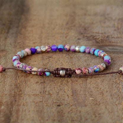 Sea Sediment Natural Stone Handmade Healing Reiki 4mm Round Bead Yoga Bracelet
