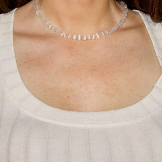 Natural Selenite 4mm Beaded Handmade Beaded Choker Healing Women Necklace Gifts