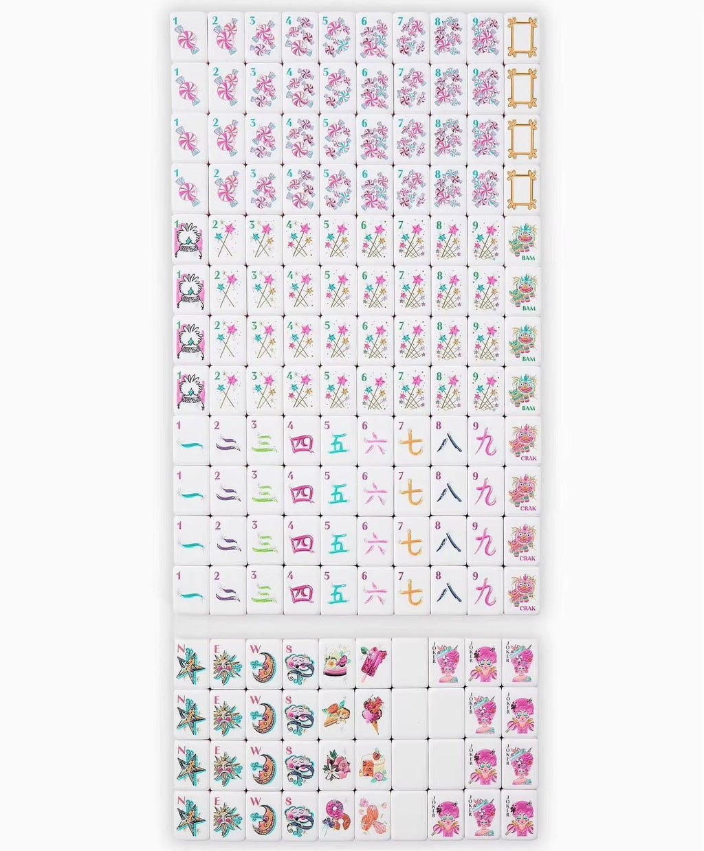 Engraved American Mahjong Tiles  set . Glitter themed acrylic engraved