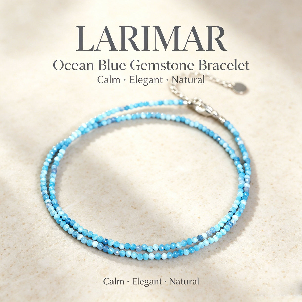 Natural Larimar Tiny 2mm Beaded Minimalist Healing Crystal Stone Choker Necklace