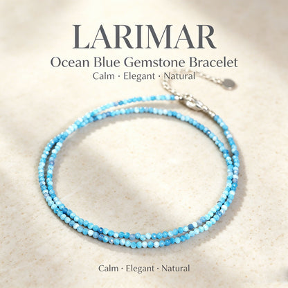 Natural Larimar Tiny 2mm Beaded Minimalist Healing Crystal Stone Choker Necklace