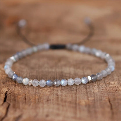 Natural Gemstone 4 mm Beads Tibetan Healing Reiki Dainty Women Girls Bracelet