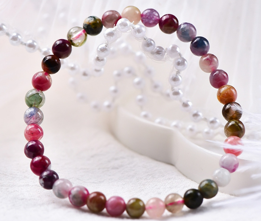 6mm Rainbow Tourmaline Gemstone Beads Balance Healing Reiki Meditation Bracelet