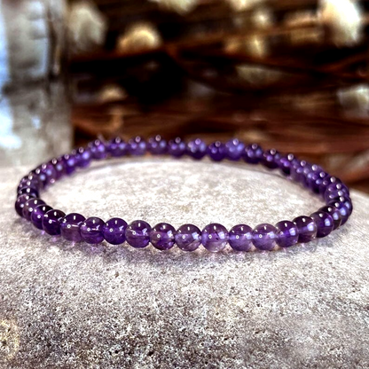 Amethyst 4mm Beads Healing Tranquility Stress Relief Stone Stretch Bracelet Gift
